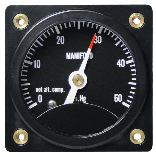 Westach 2-1/4 Square Manifold Pressure 0-50 In Hg Non-TSO