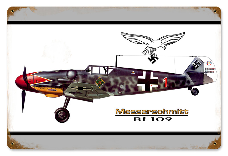 Bf-109 Messerschmitt Metal Sign 18X12