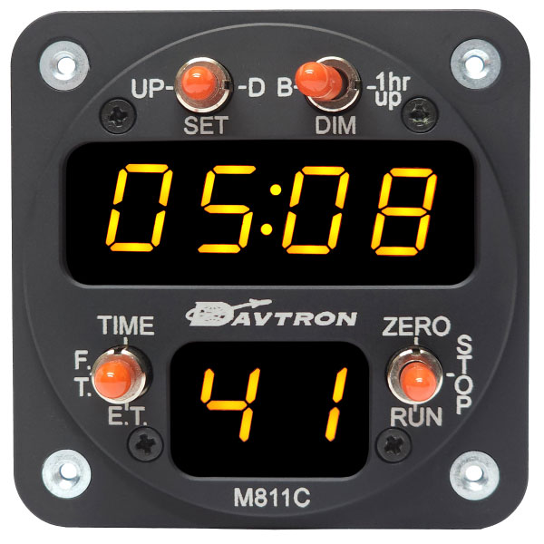 Davtron Model 811C-2 Standard Black Internal Mount Lt 12 Or 24 Hr Foot Et/Cdt LED Clock