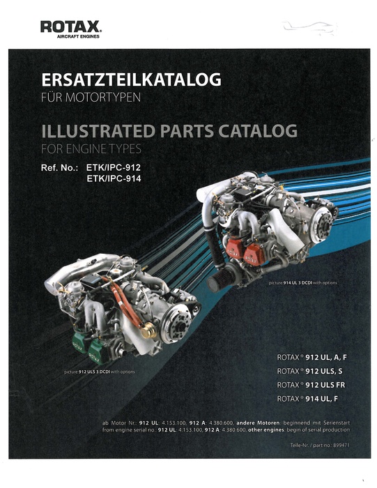 ROTAX 899-471 ILLUST PARTS MANUAL 912/914