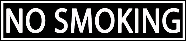 No Smoking Placard 1X4 White On Blk