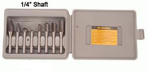 Rotary File Crbd Set 1/4 8Pc