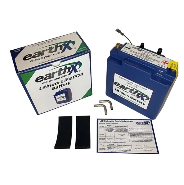 EarthX Lithium Battery Certified Aircraft 12V/15.6 AH Case E ETX900-TSO