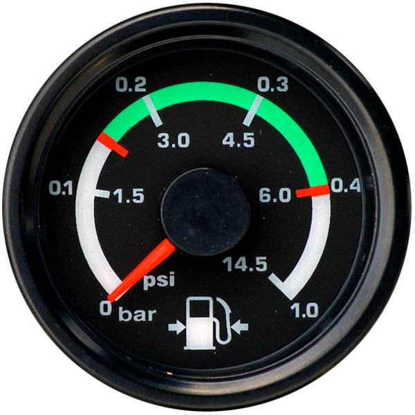 UL Flight Line 2 Fuel Pressure Gauge 0-1 Bar 0-14.5 PSI