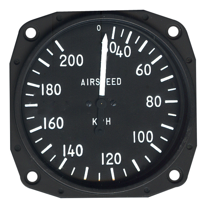 Skysports Non-TSO 3-1/8 Airspeed Indicator 0-200 KPH