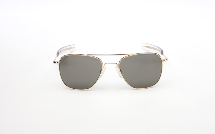Randolph Aviator Sunglasses - 55MM Gold 23K Bayonet Temple Grey Ar Lens