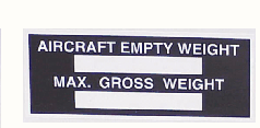 Aircraft Weight Placard