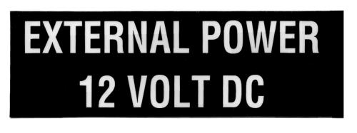 External Power 12V DC Placard
