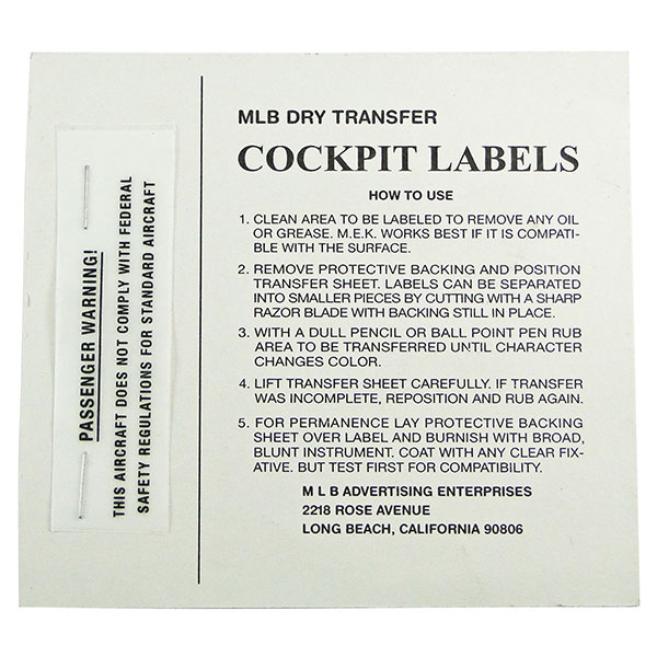 Passenger Warning Placard New Black