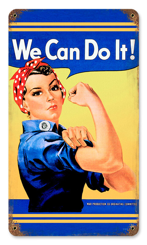 Rosie We Can Do It Metal Sign 8X14
