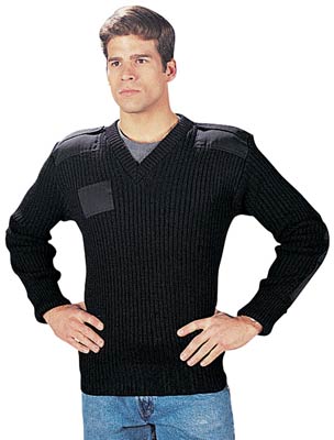 WOOL V-NECK SWEATER - BLACK 52"