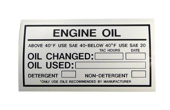 Engine Oil Placard