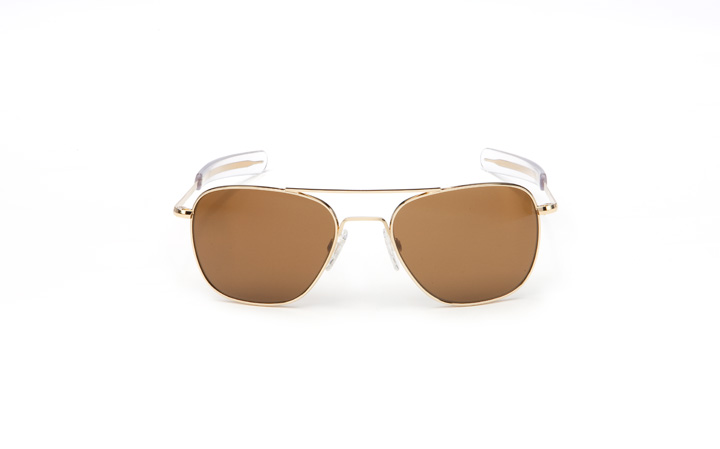 Randolph Aviator Sunglasses - 55MM Gold 23K Bayonet Temple Tan Polarized Ar Lens