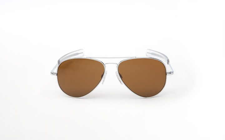 Randolph Concorde Sunglasses - 57MM Brt Chrome Bayonet Temple Tan Polarized Ar Len