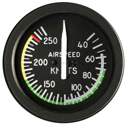 AIRSPEED 2" CERT 250 KNOT 14V