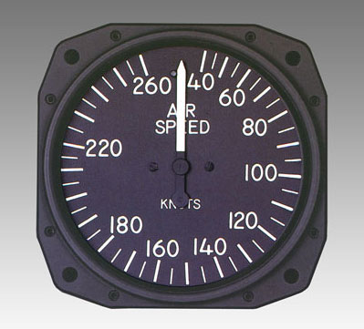 Sigma-Tek 3-1/8 Airspeed 40-300Mph 40-200Knt Lit