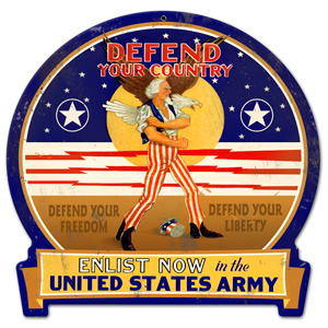 Defend Your Country Metal Sign 16X15