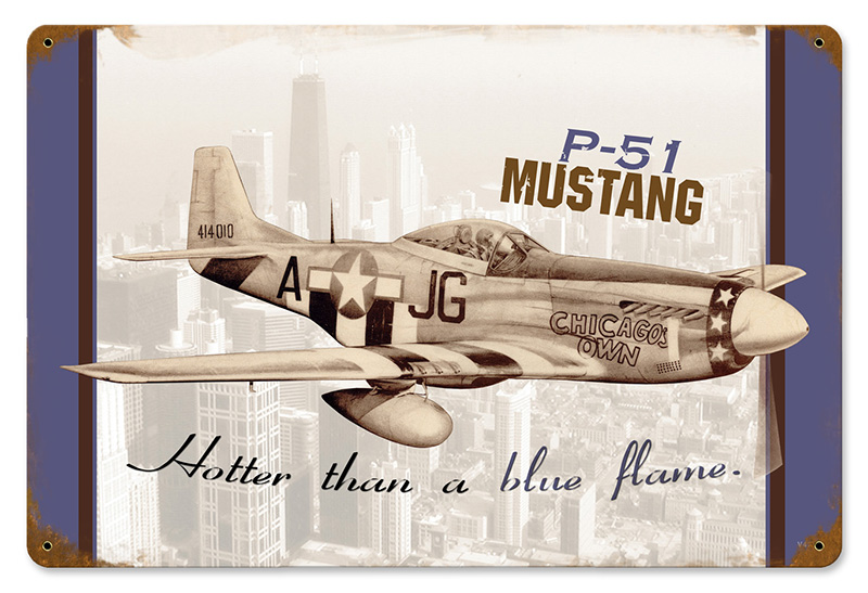P-51 Chicago Metal Sign 18X12