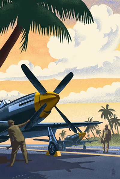 P-15 Mustang Air Field Postcard