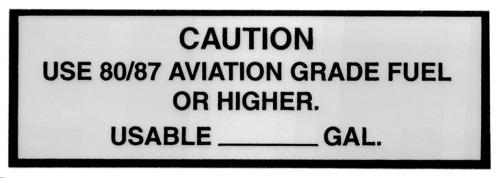 Caution Use 80/87 Avgas Placard