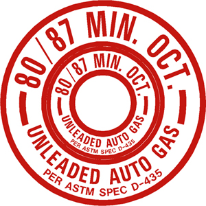 80/87 Round Auto Gas Placard