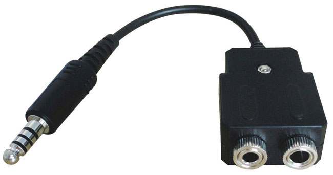 Dual GA To U-174 Helicopter Headset Adapter Cable