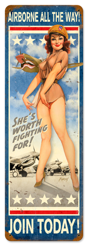 Airborne All The Way Metal Sign 8X24