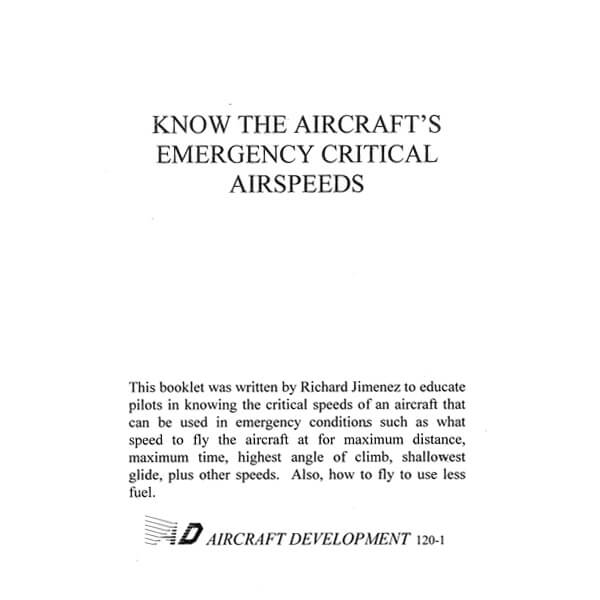 Know The Aircrafts Emergency Critical Airspeeds Book