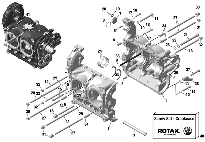 ROTAX CERTIFIED CRANKCASE SCREW SET 881121