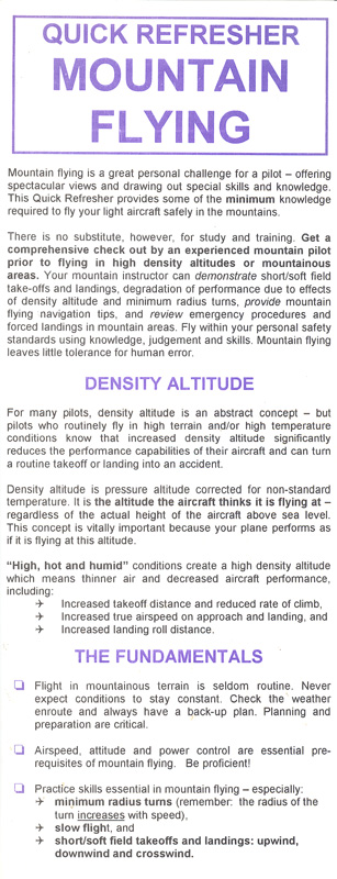 QUICK REFRESHER MOUNTAIN FLYING