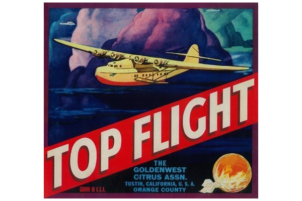 Postcard Top Flight Orange Label