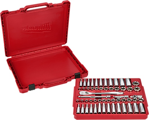 [RX1-12-05648] Milwaukee 3/8 Drive 56Pc Ratchet & Socket Set - SAE & Metric