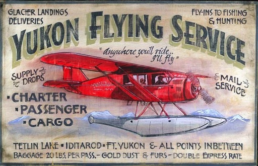 [RX1-13-17263] Wooden Sign Yukon Flying 20X32