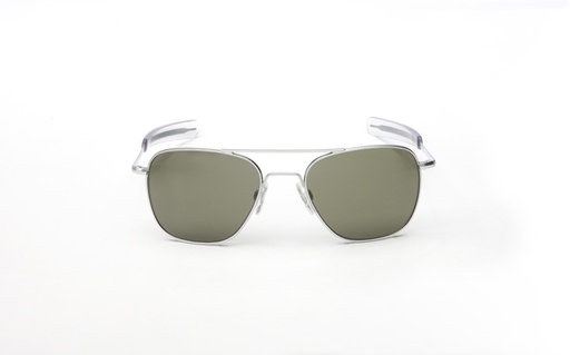 [RX1-14-00008] Randolph Aviator Sunglasses - 52MM Matte Chrome Bayonet Temple Grey Ar Lens