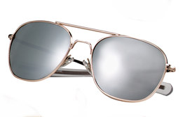 [RX1-14-02121] G.I. Type Pilots Aviator Sunglasses - Gold/Mirror