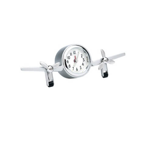 [RX1-14-02246] Twin Engine Airplane Clock Silver