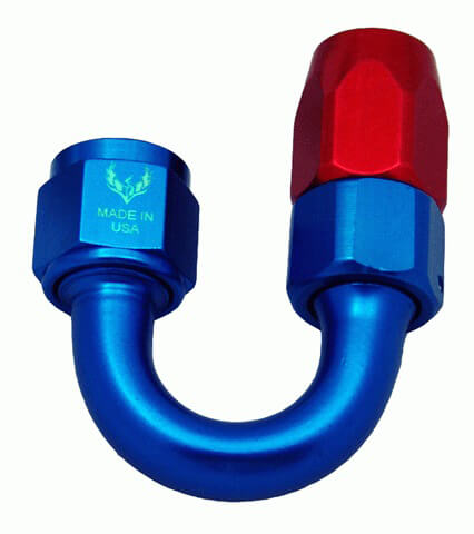 [RX1-04-03626] AN -8 Swivel Hose End 180 Degree - Blue/Red J8180-2