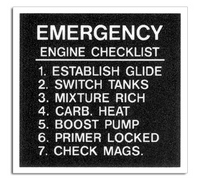 [RX1-09-42826] Emergency Checklist Placard