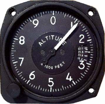 [RX1-10-22965] UMA 3-1/8 Altimeter 0-20K Foot With Baro In Hg 2 Rev Dial