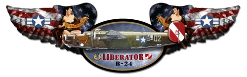 [RX1-13-08093] Liberator Winged Oval Metal Sign 35X10