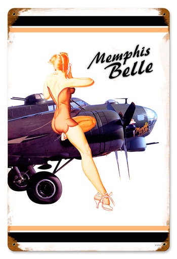 [RX1-13-08486] Mephis Bell White Metal Sign 12X18