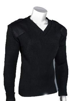 [RX1-13-16441-L] V-Neck Pullover Sweater Black Lg Wool Blend