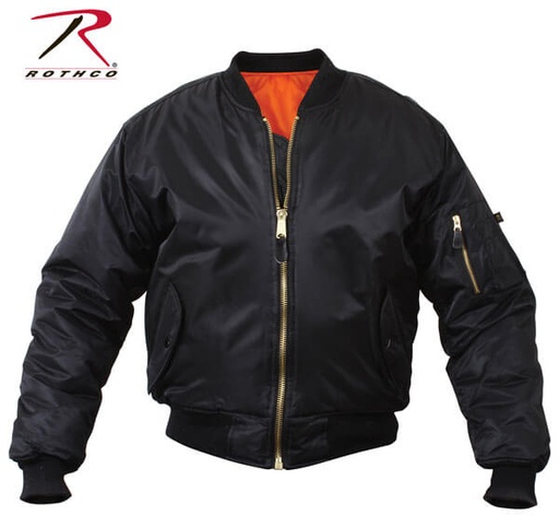 [RX1-14-03242] Ultra Force Black MA-1 Flight Jacket Lrg