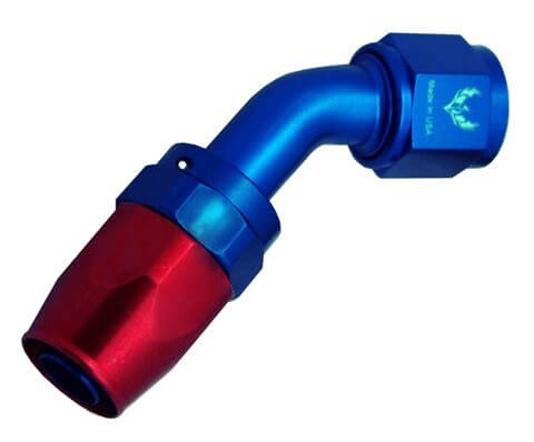 [RX1-04-03607] AN -4 Swivel Hose End 45 Degree - Blue/Red J445-2