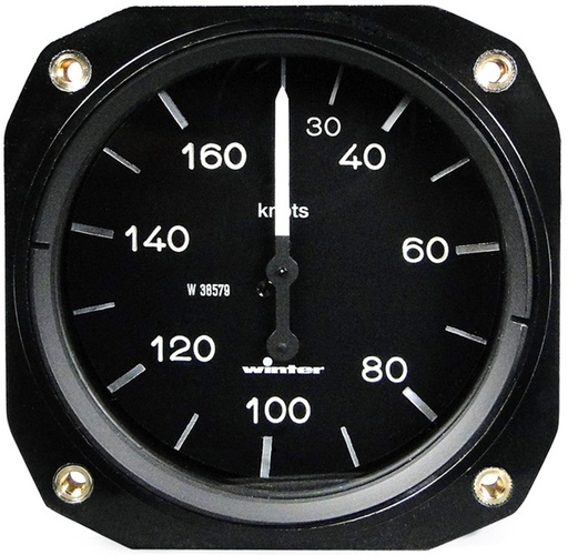 [RX1-10-05907] Winter 3 Airspeed Indicator 6 Fms 213 Range 0 To 100 Knots 360 Dial