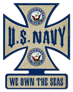 [RX1-13-08258] IC12 Navy Metal Sign 14.5 X 18.5