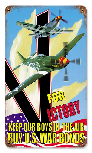 [RX1-13-08275] V For Victory Metal Sign 8X14