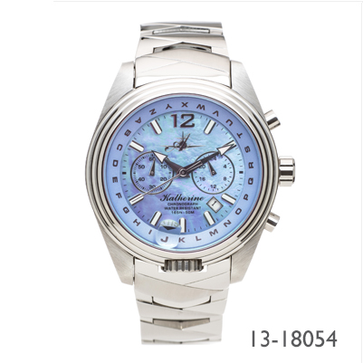 [RX1-13-18054] Abingdon Women Katherine Sky Blue Chrono ATIS Pilot Bracelet Watch