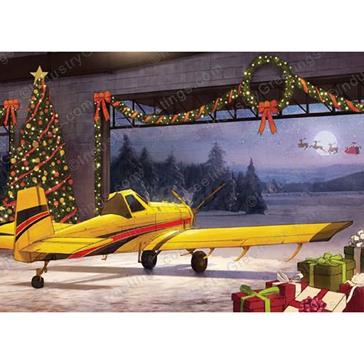 [RX1-13-23413] Holiday Card Agricultural Aviation Hangar - 10 Pack
