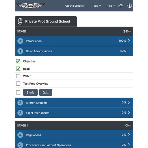 [RX1-13-23735] ASA Private Pilot Online Grnd School (Digital)